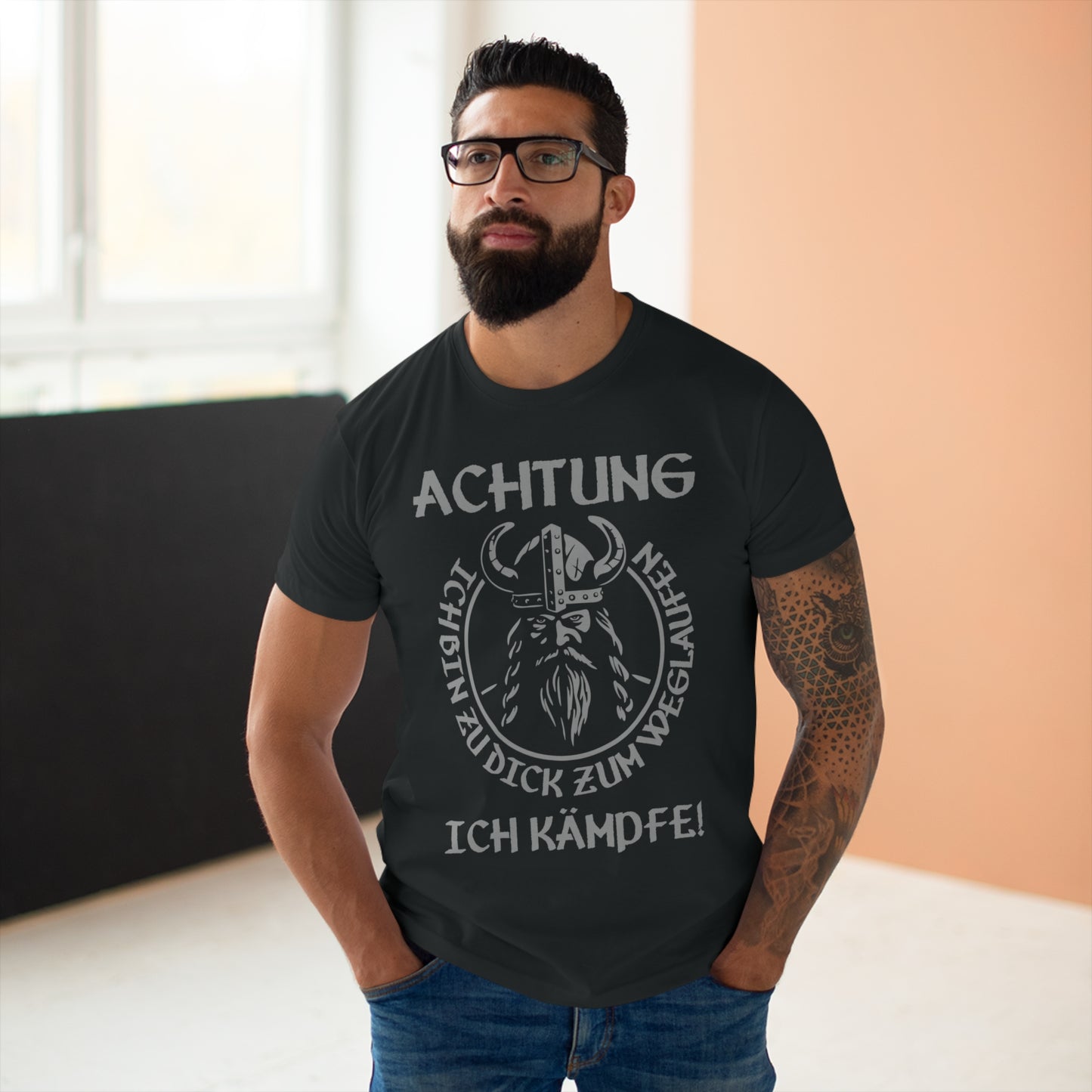 T-Shirt Achtung - Ich bin zu Dick zum weglaufen (bis 5XL)