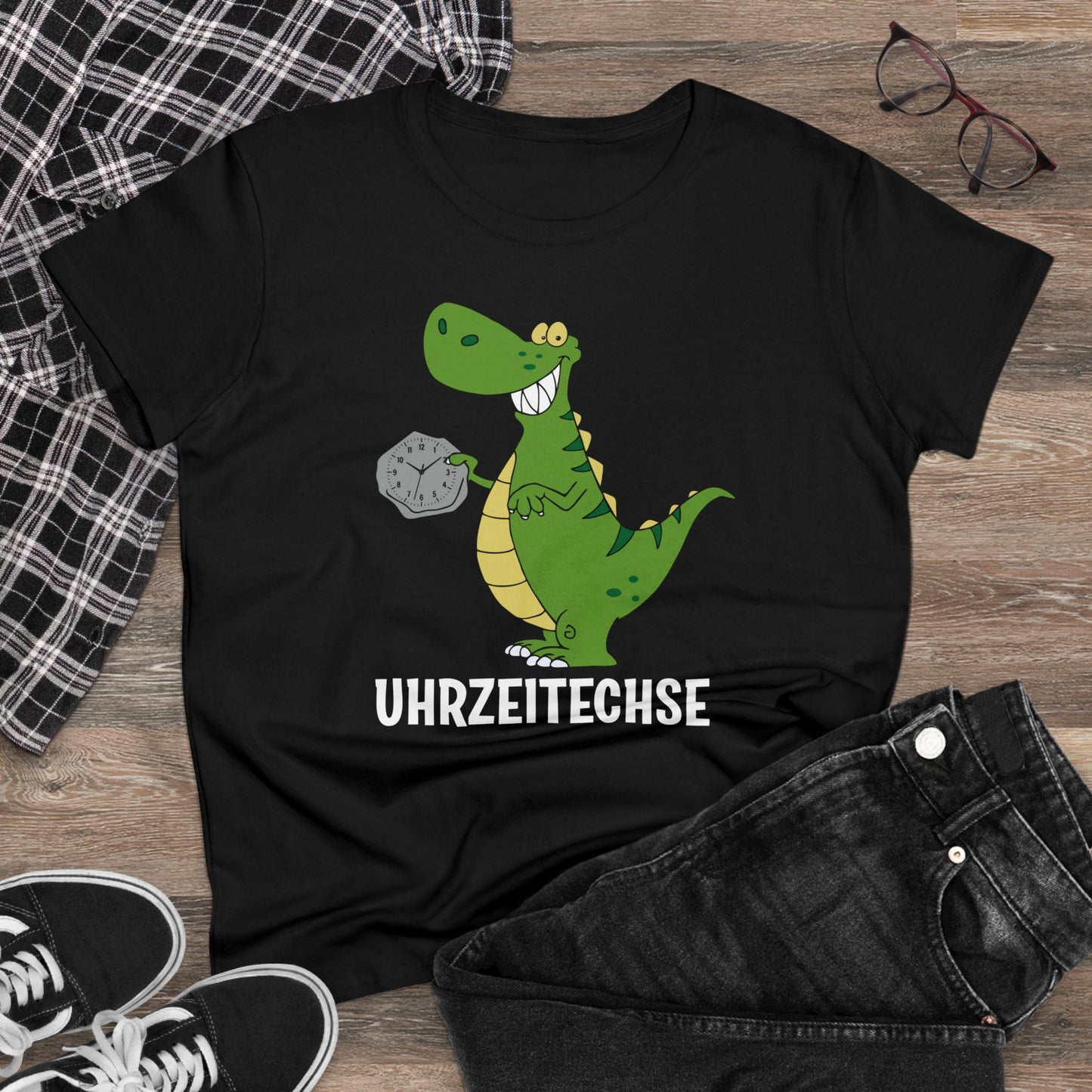 Damen T-Shirt Uhrzeitechse