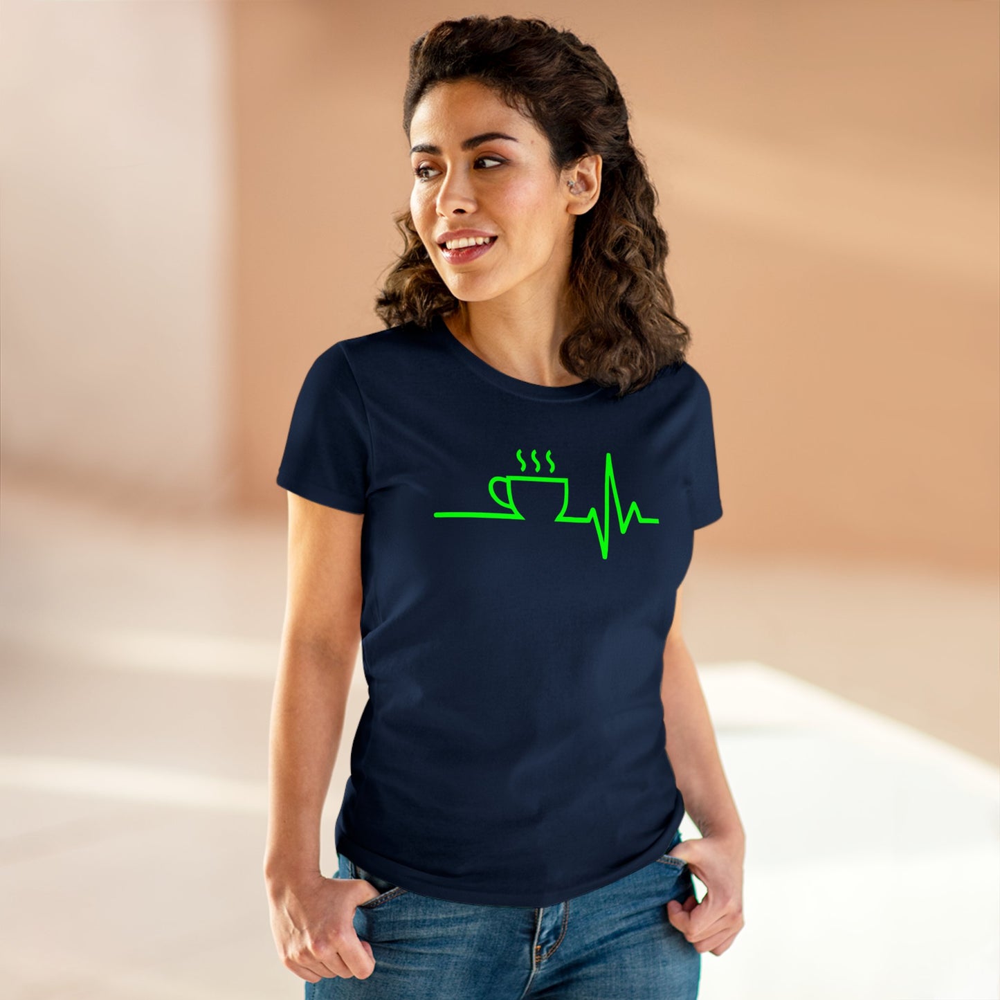 Damen T-Shirt Kaffee EKG