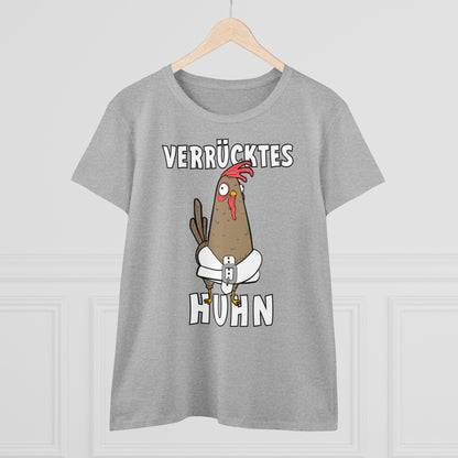 Damen T-Shirt Verrücktes Huhn