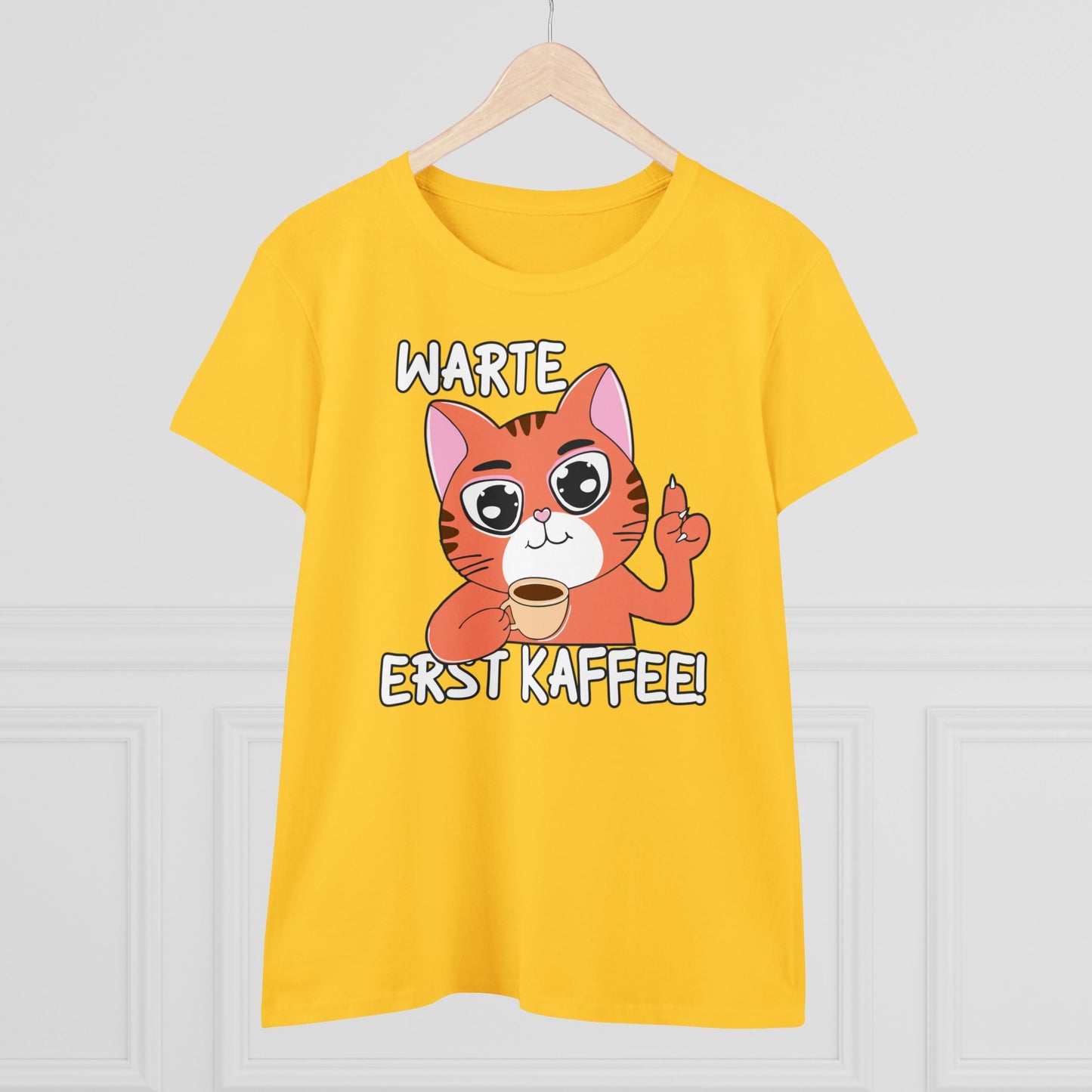 Damen T-Shirt Warte Erst Kaffee