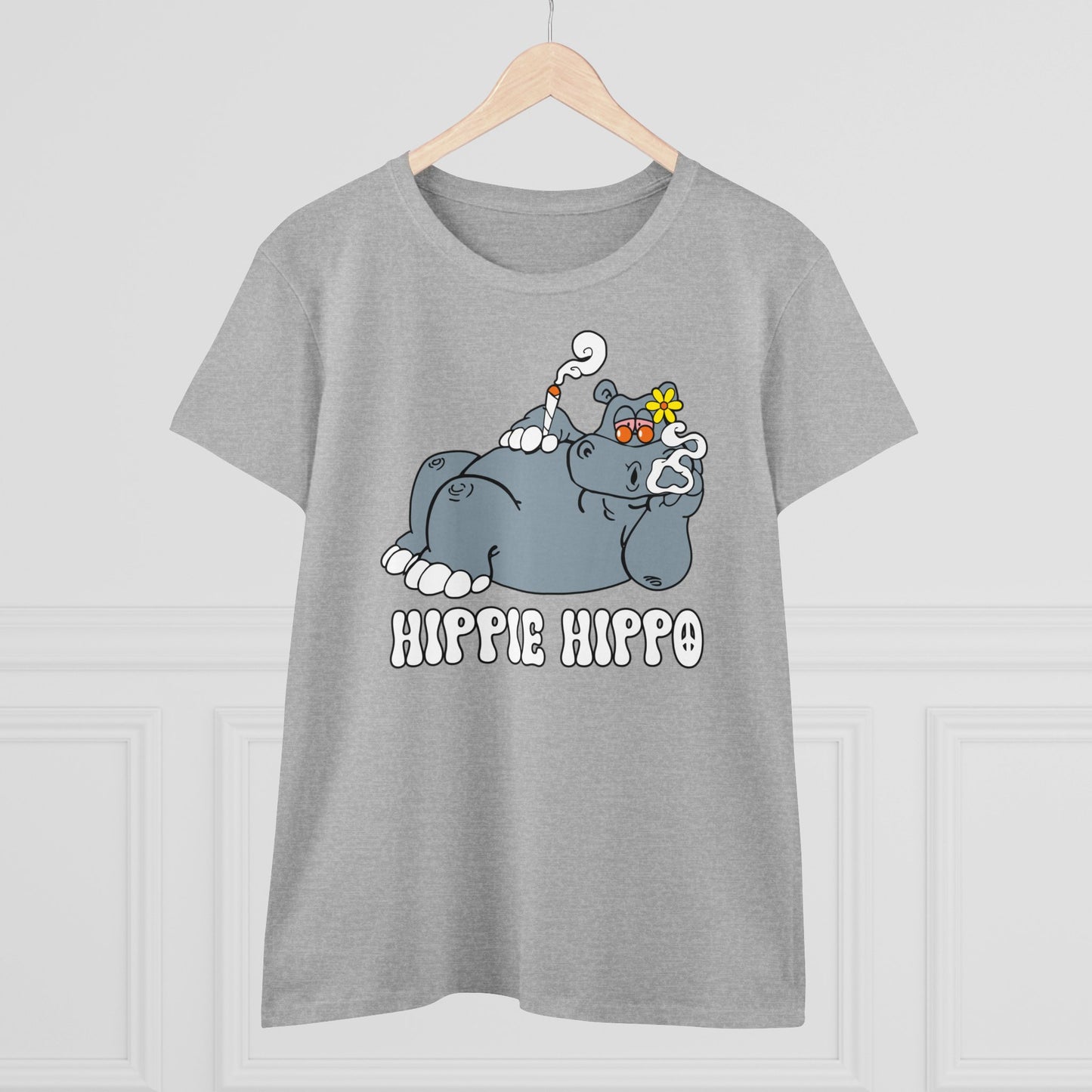 Damen T-Shirt Hippie Hippo