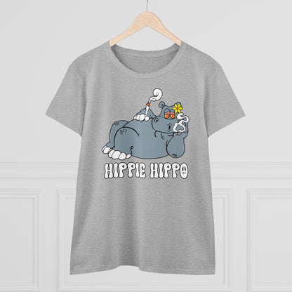 Damen T-Shirt Hippie Hippo