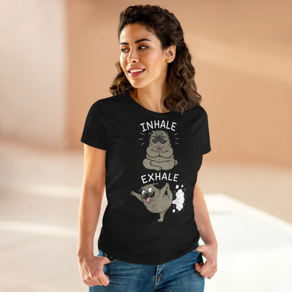 Damen T-Shirt Inhale Exhale Mops Yoga
