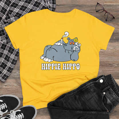 Damen T-Shirt Hippie Hippo