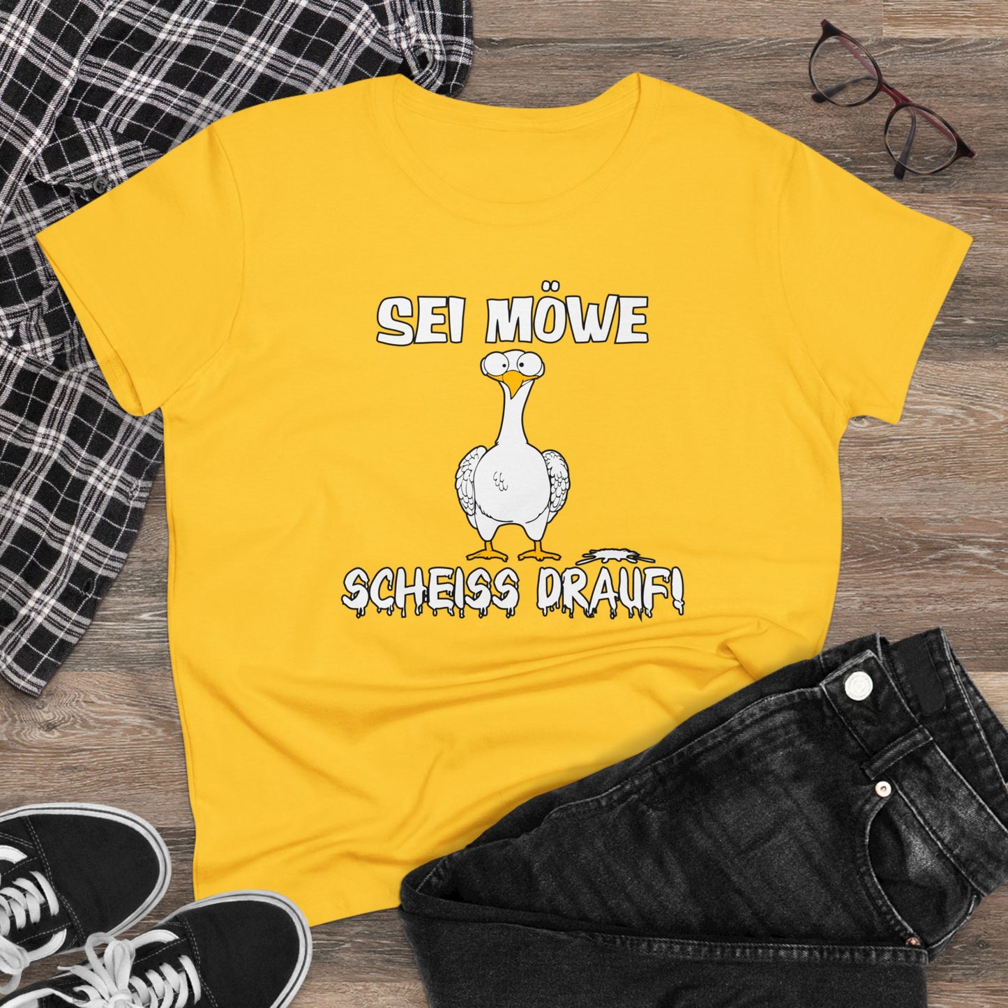 Damen T-Shirt Sei Möwe scheiss drauf