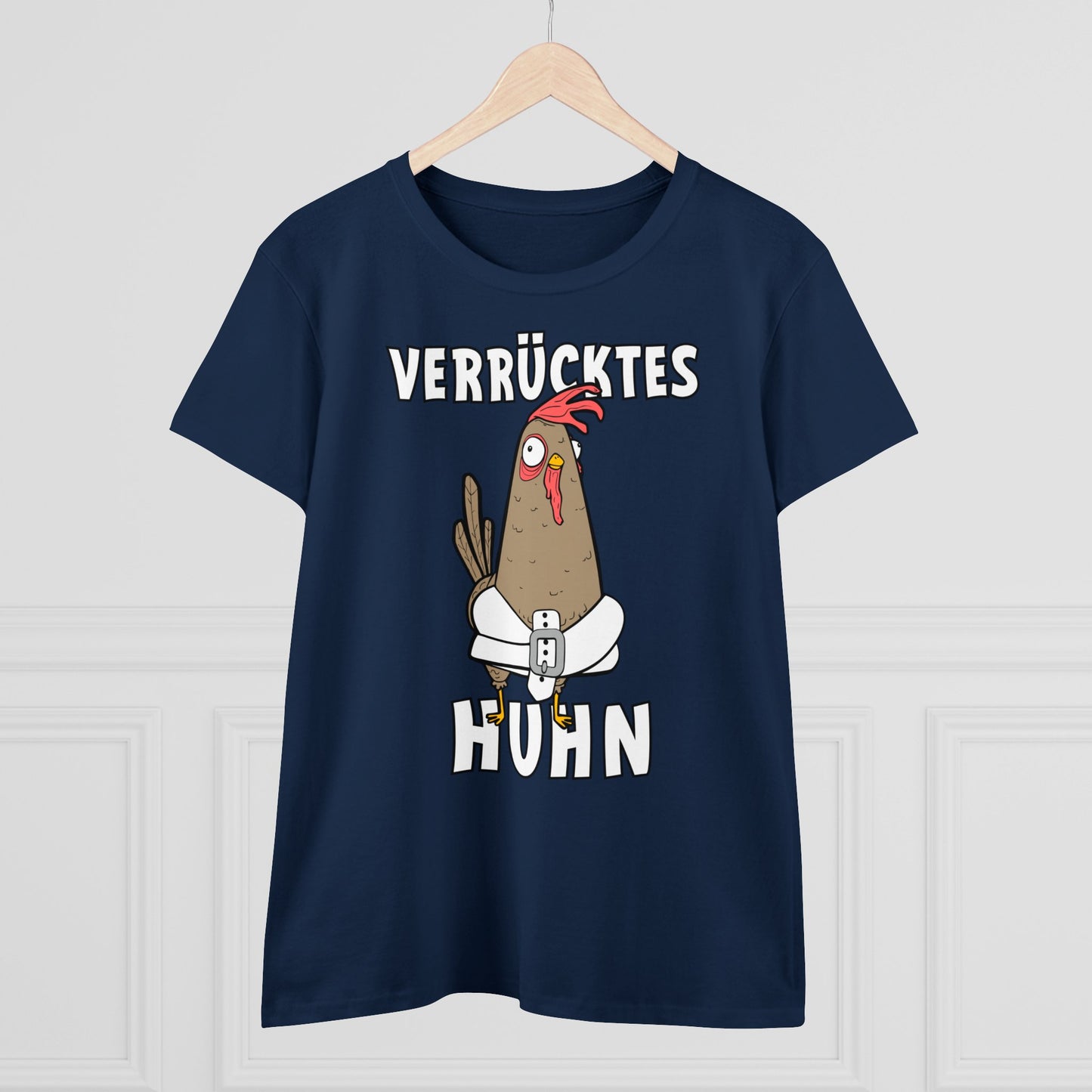 Damen T-Shirt Verrücktes Huhn