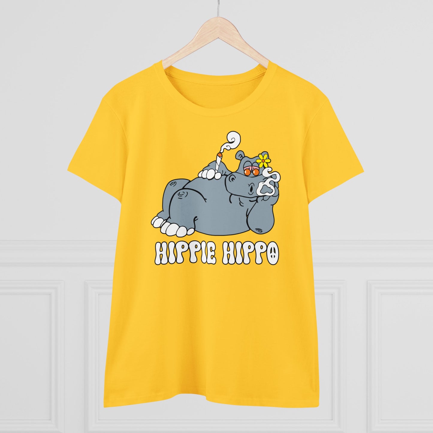 Damen T-Shirt Hippie Hippo