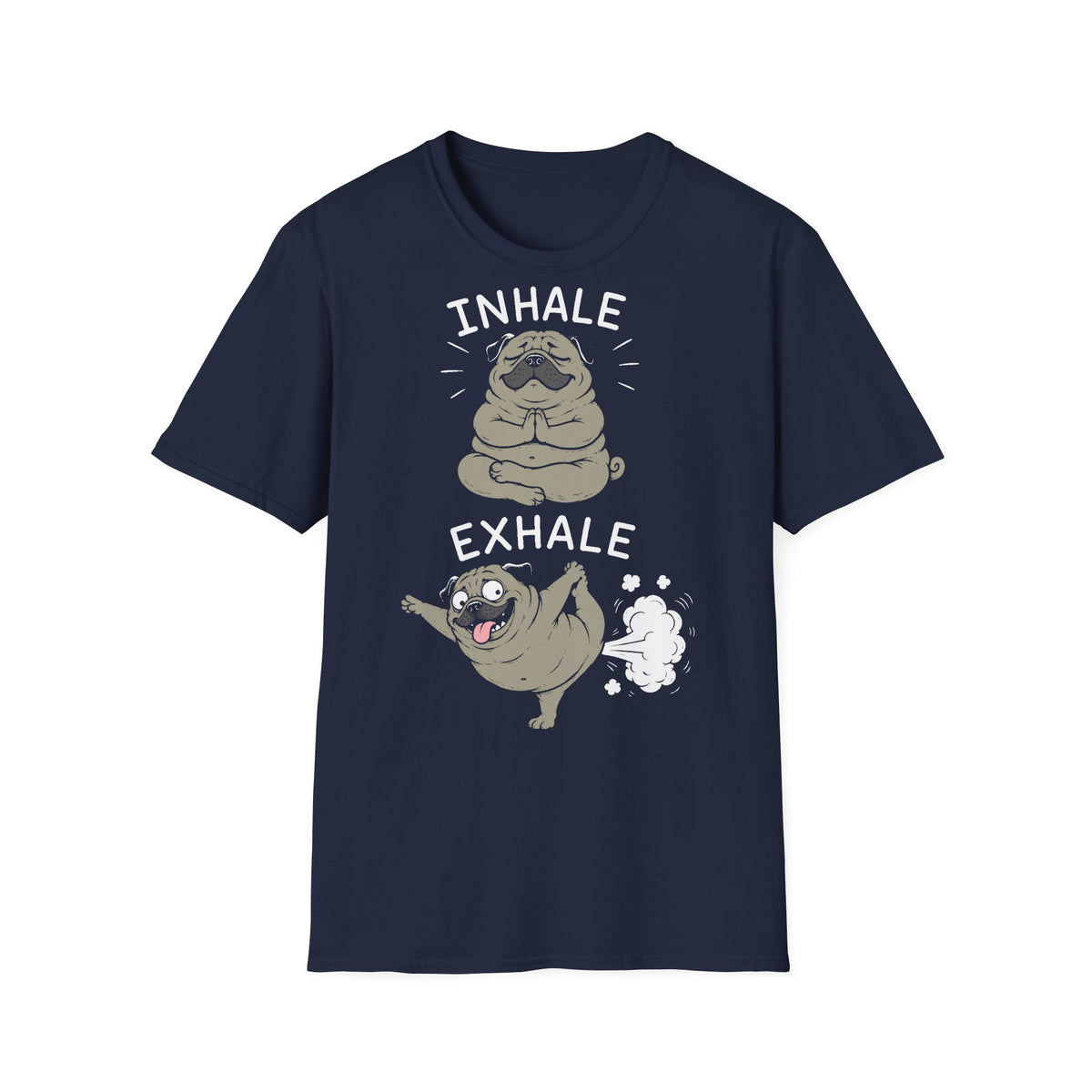 T-Shirt (bis 5XL) Inhale Exhale Yoga Mops