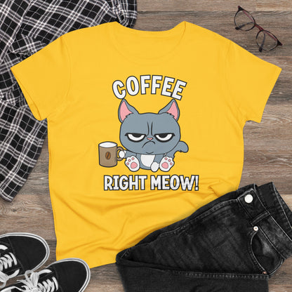 Damen T-Shirt Coffee right meow