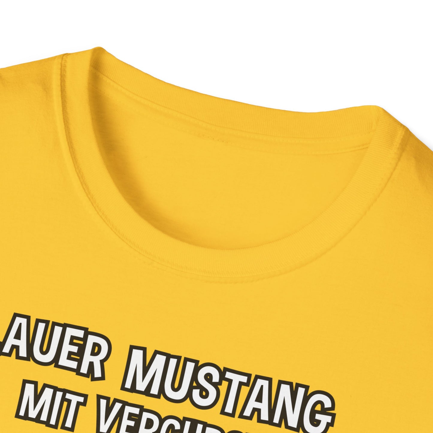 T-Shirt Blauer Mustang mit verchromtem Grill und fetten Schlappen