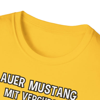 T-Shirt Blauer Mustang mit verchromtem Grill und fetten Schlappen