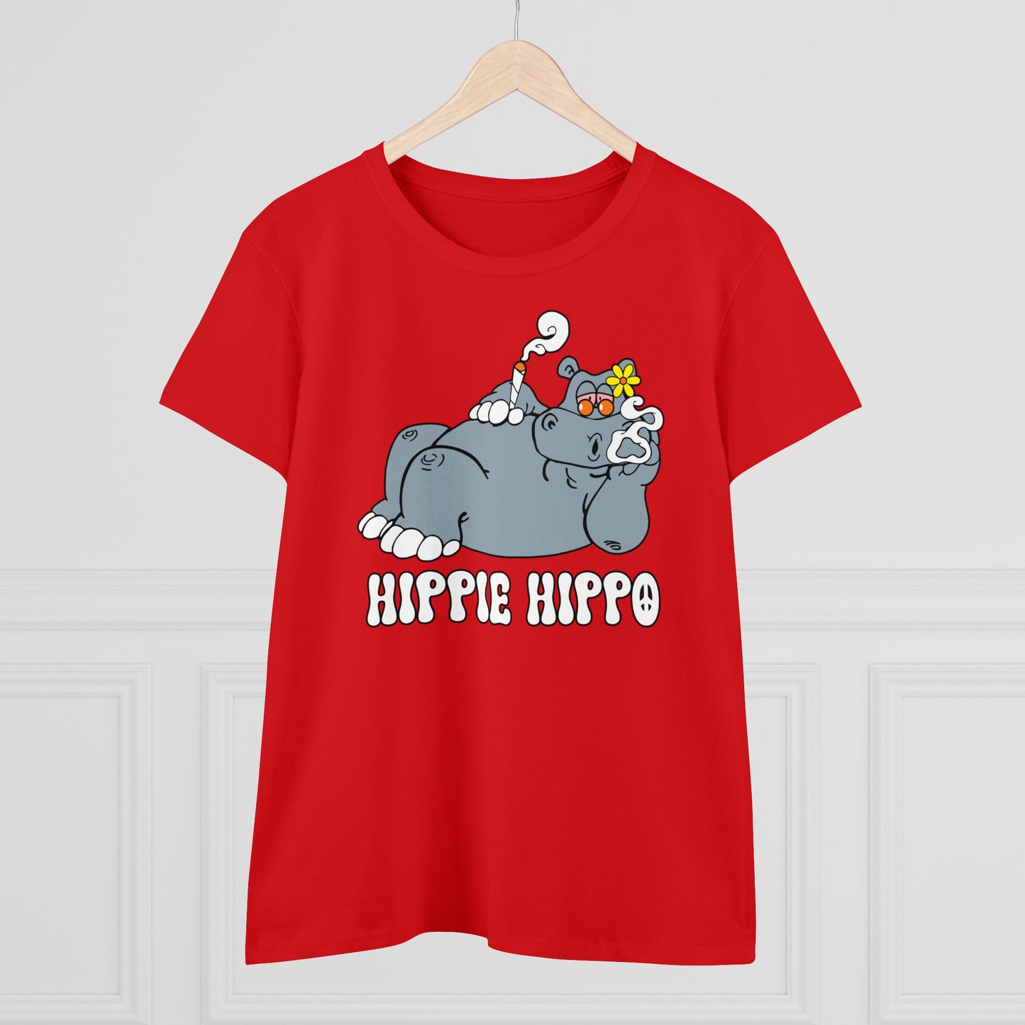 Damen T-Shirt Hippie Hippo