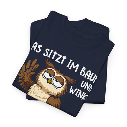 T-Shirt (bis 5XL) Was sitzt im Baum und winkt? Ein Huhu!