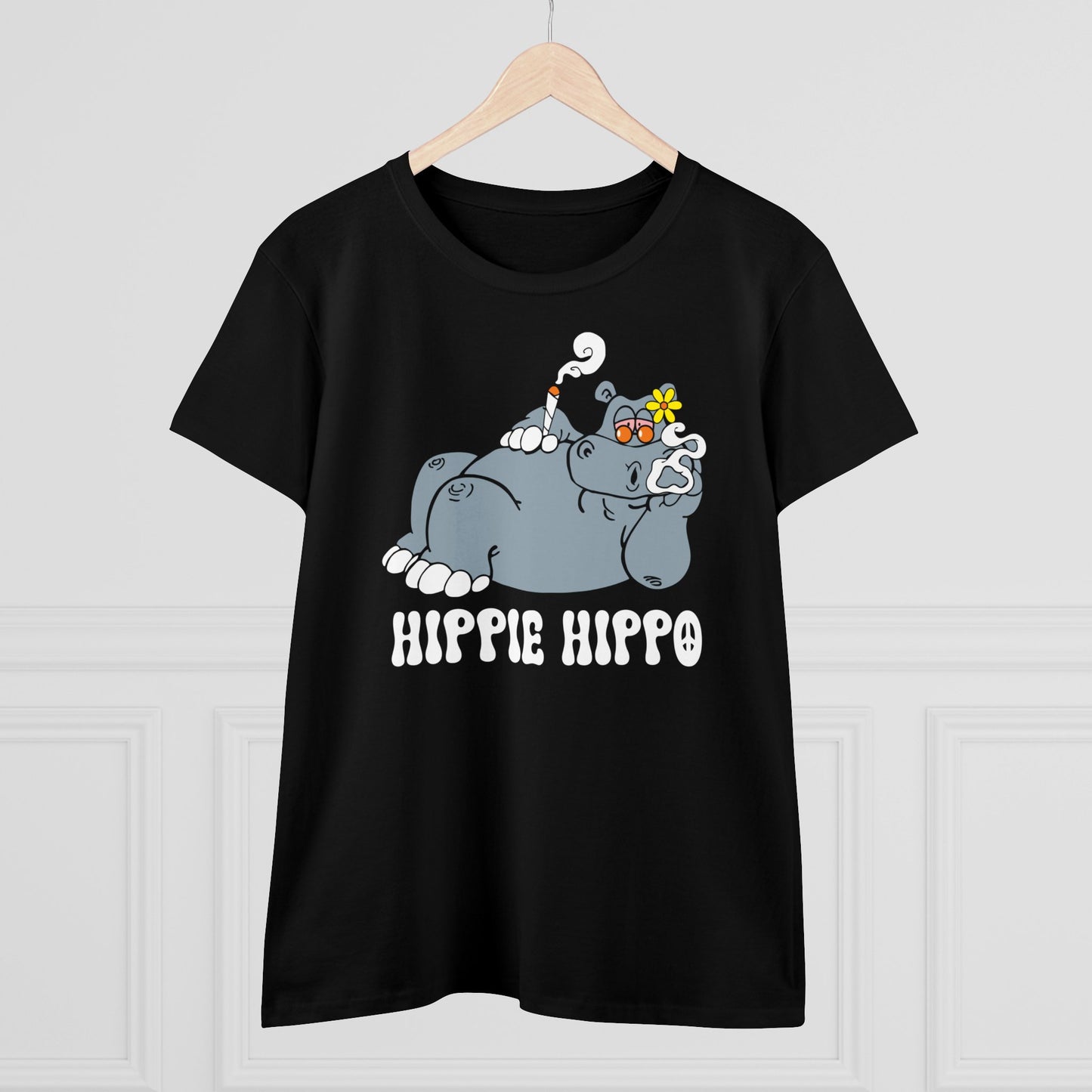 Damen T-Shirt Hippie Hippo