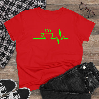 Damen T-Shirt Kaffee EKG