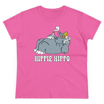 Damen T-Shirt Hippie Hippo