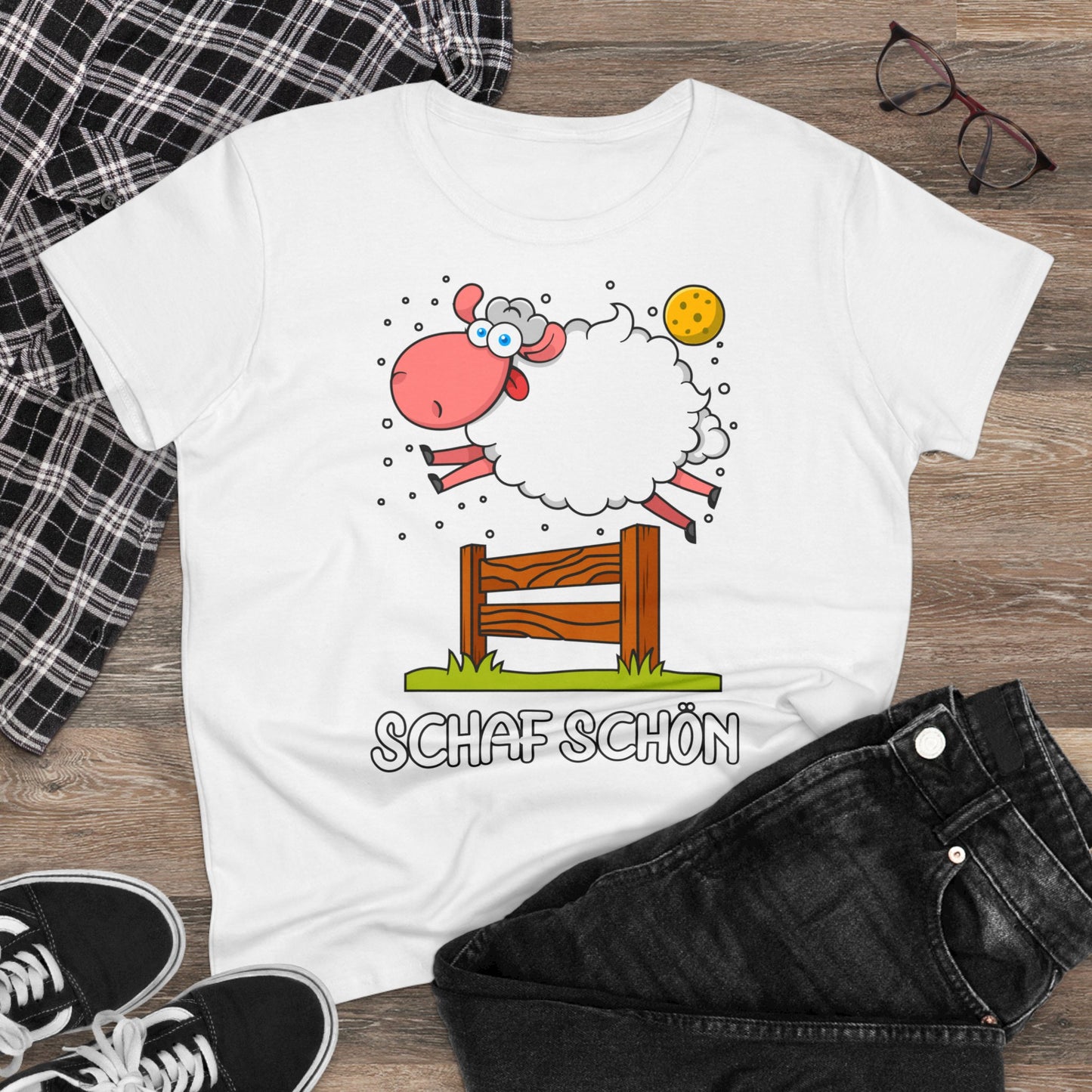 Damen T-Shirt Schaf schön
