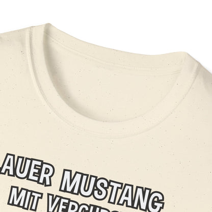 T-Shirt Blauer Mustang mit verchromtem Grill und fetten Schlappen