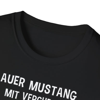 T-Shirt Blauer Mustang mit verchromtem Grill und fetten Schlappen