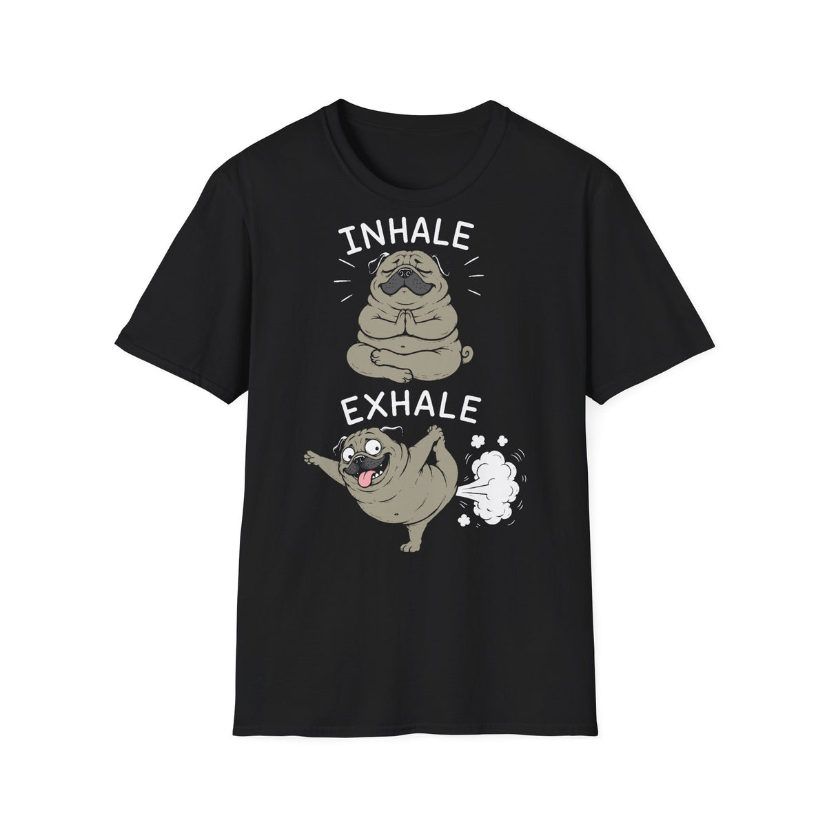 T-Shirt (bis 5XL) Inhale Exhale Yoga Mops