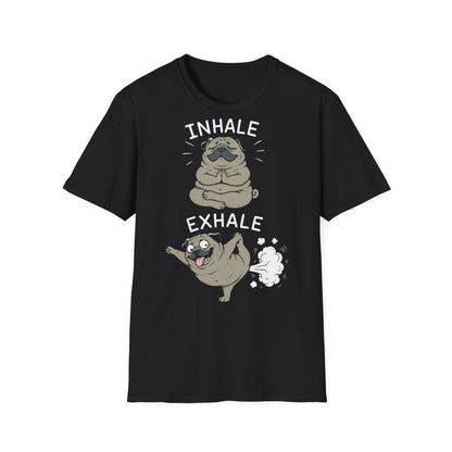 T-Shirt (bis 5XL) Inhale Exhale Yoga Mops