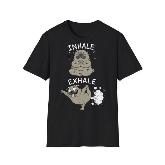 T-Shirt (bis 5XL) Inhale Exhale Yoga Mops