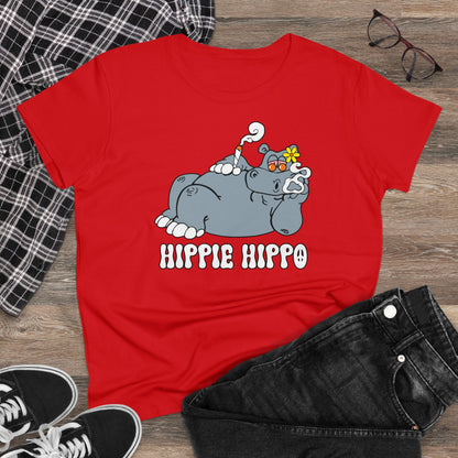 Damen T-Shirt Hippie Hippo
