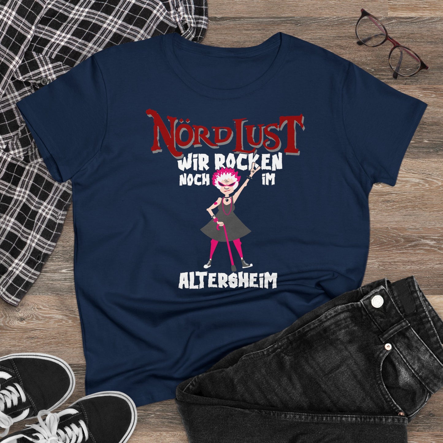 Damen T-Shirt NördLust Wir rocken noch im Altersheim