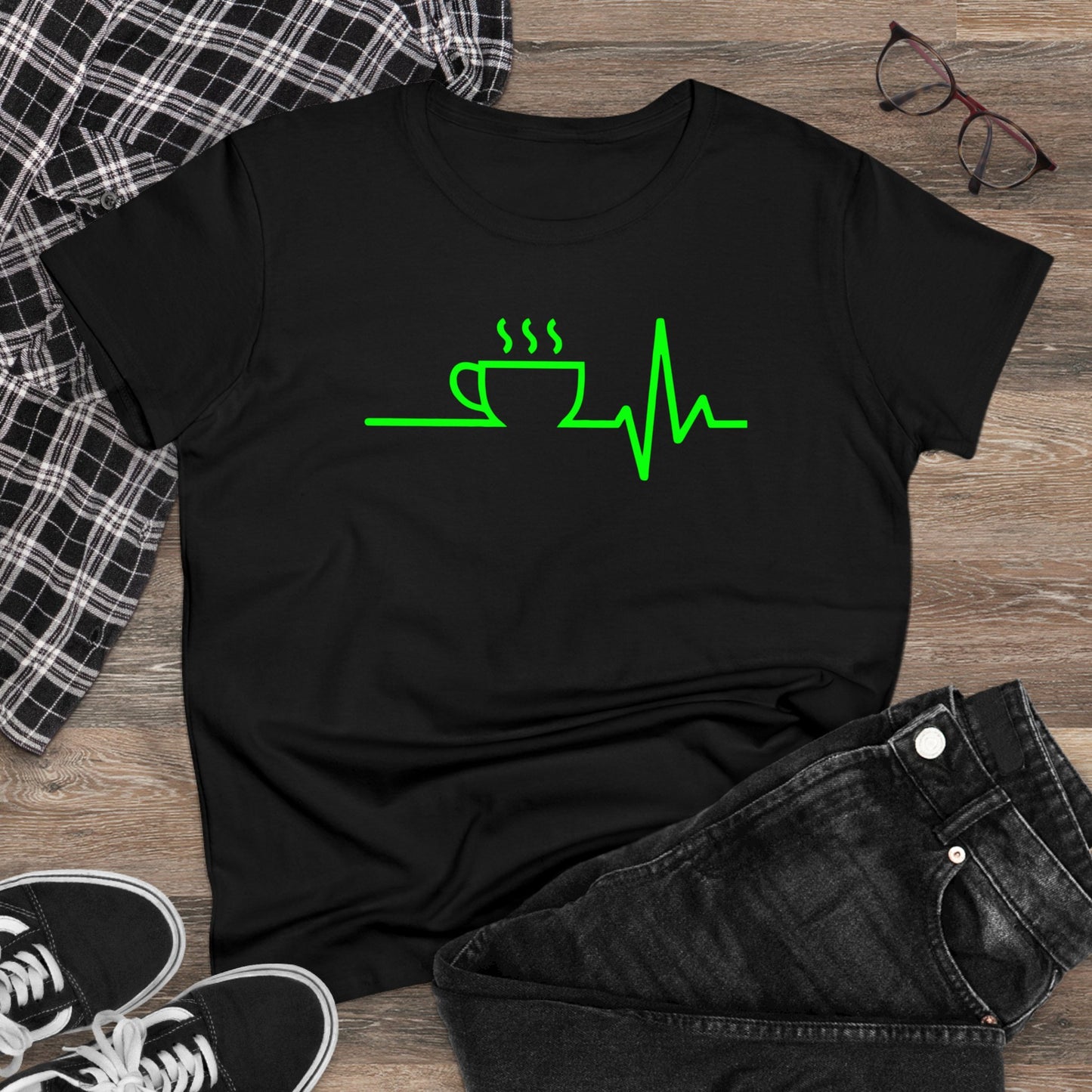 Damen T-Shirt Kaffee EKG