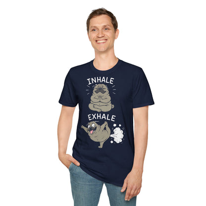 T-Shirt (bis 5XL) Inhale Exhale Yoga Mops