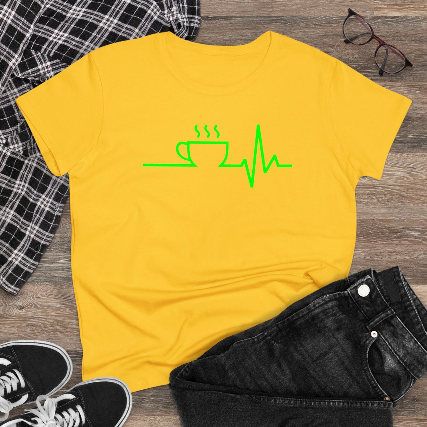Damen T-Shirt Kaffee EKG