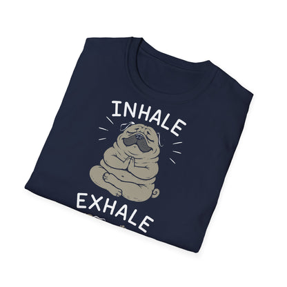 T-Shirt (bis 5XL) Inhale Exhale Yoga Mops