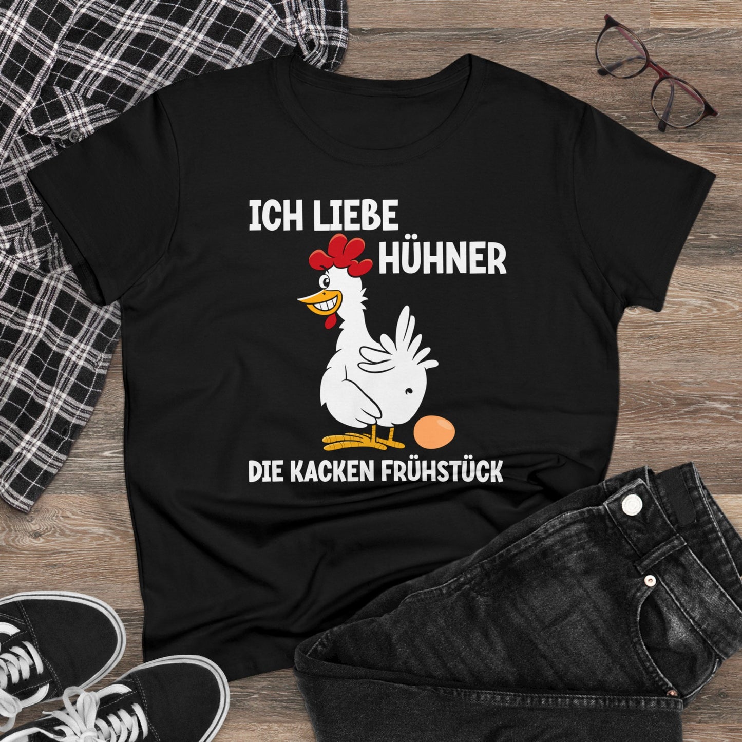 Damen T-Shirt Ich liebe Hühner - die kacken Frühstück