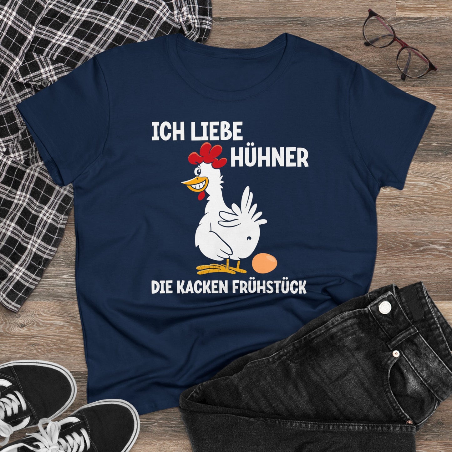 Damen T-Shirt Ich liebe Hühner - die kacken Frühstück