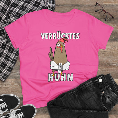 Damen T-Shirt Verrücktes Huhn