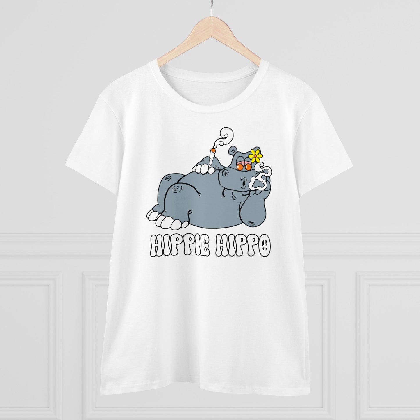Damen T-Shirt Hippie Hippo