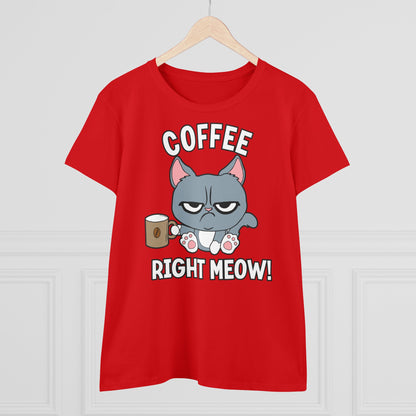 Damen T-Shirt Coffee right meow