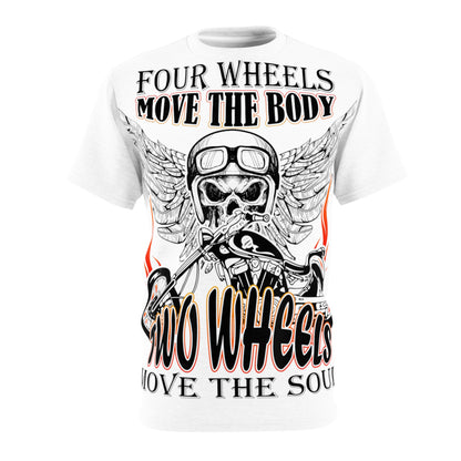 Allover T-Shirt Four Wheels move the Body Two wheels move the Soul