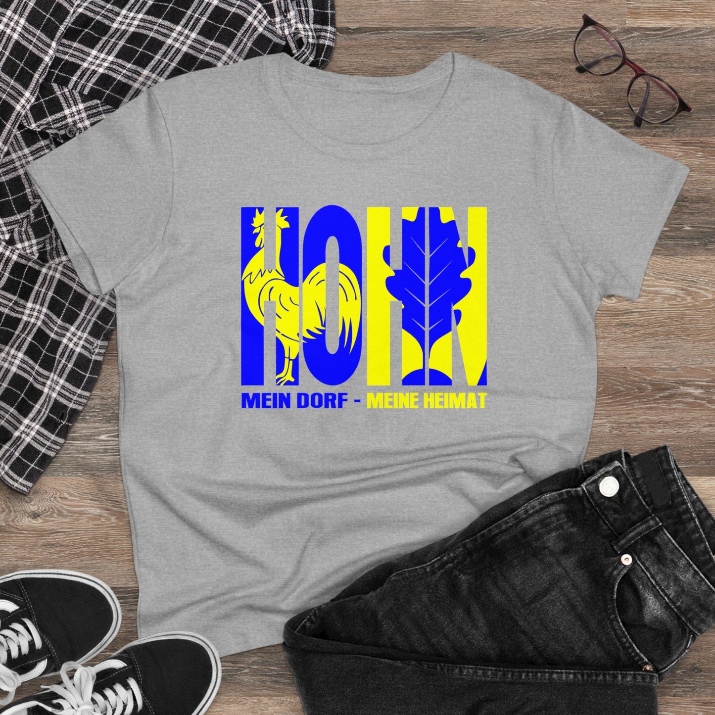 Damen T-Shirt Hohn Mein Dorf - Meine Heimat