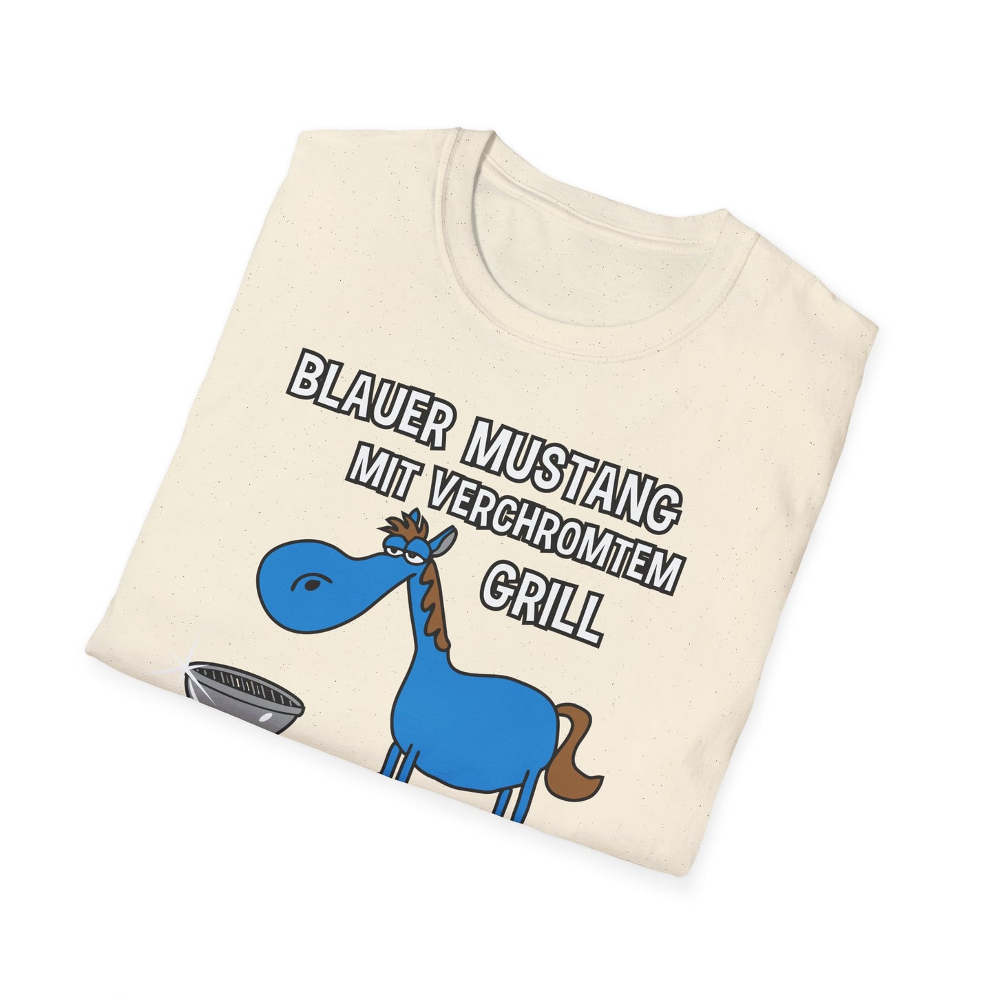 T-Shirt Blauer Mustang mit verchromtem Grill und fetten Schlappen