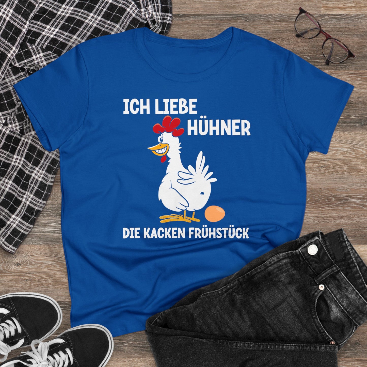 Damen T-Shirt Ich liebe Hühner - die kacken Frühstück