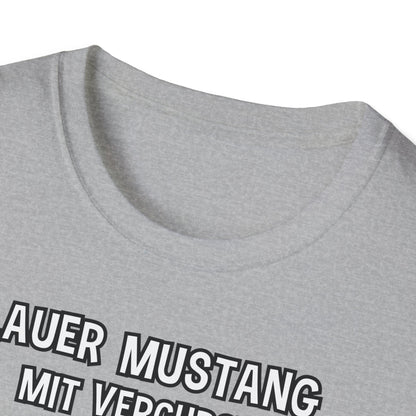 T-Shirt Blauer Mustang mit verchromtem Grill und fetten Schlappen