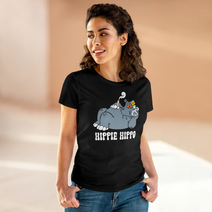 Damen T-Shirt Hippie Hippo