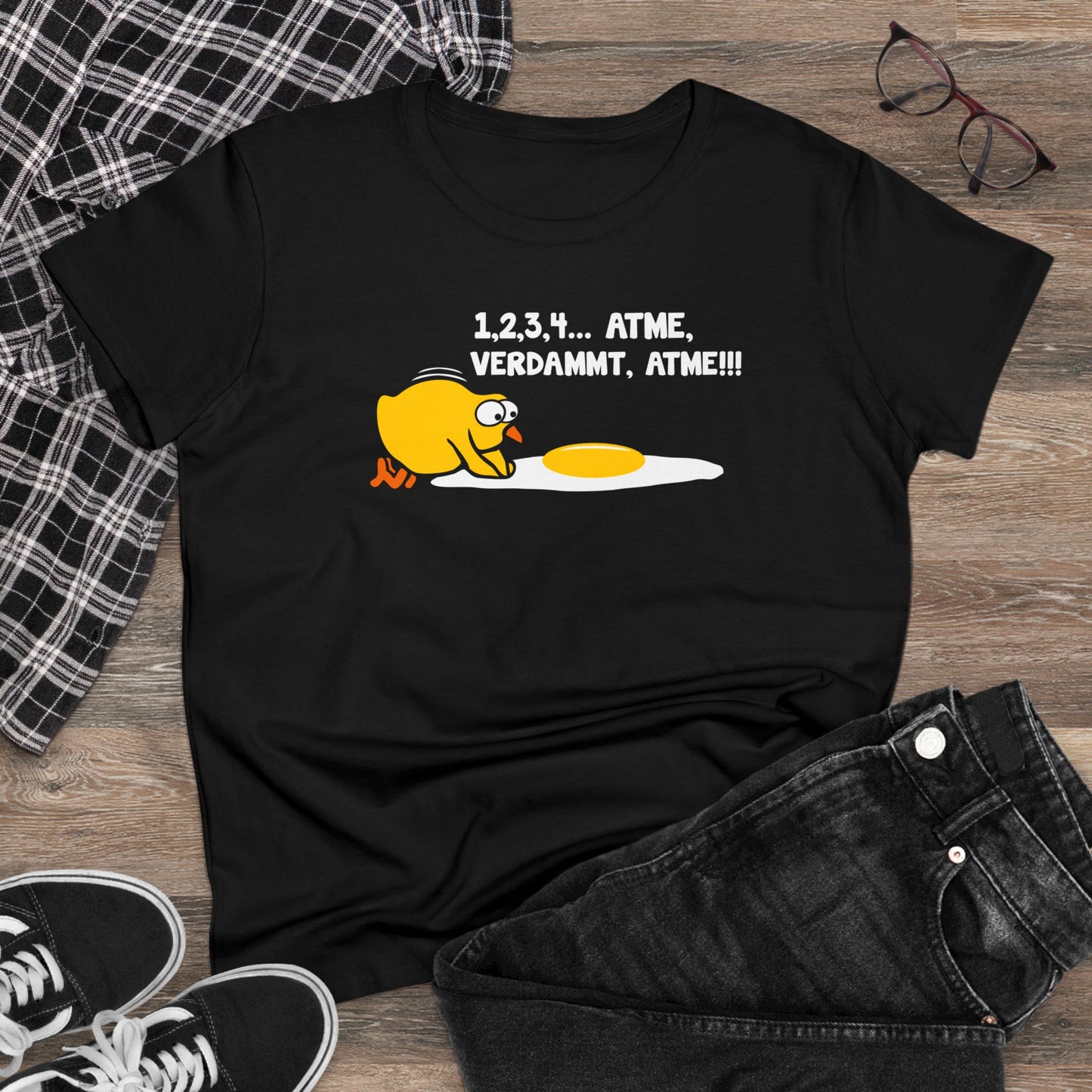 Damen T-Shirt 1,2,3,4...Atme, verdammt