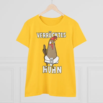 Damen T-Shirt Verrücktes Huhn