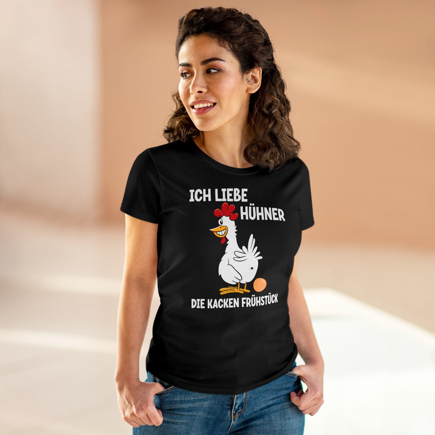 Damen T-Shirt Ich liebe Hühner - die kacken Frühstück