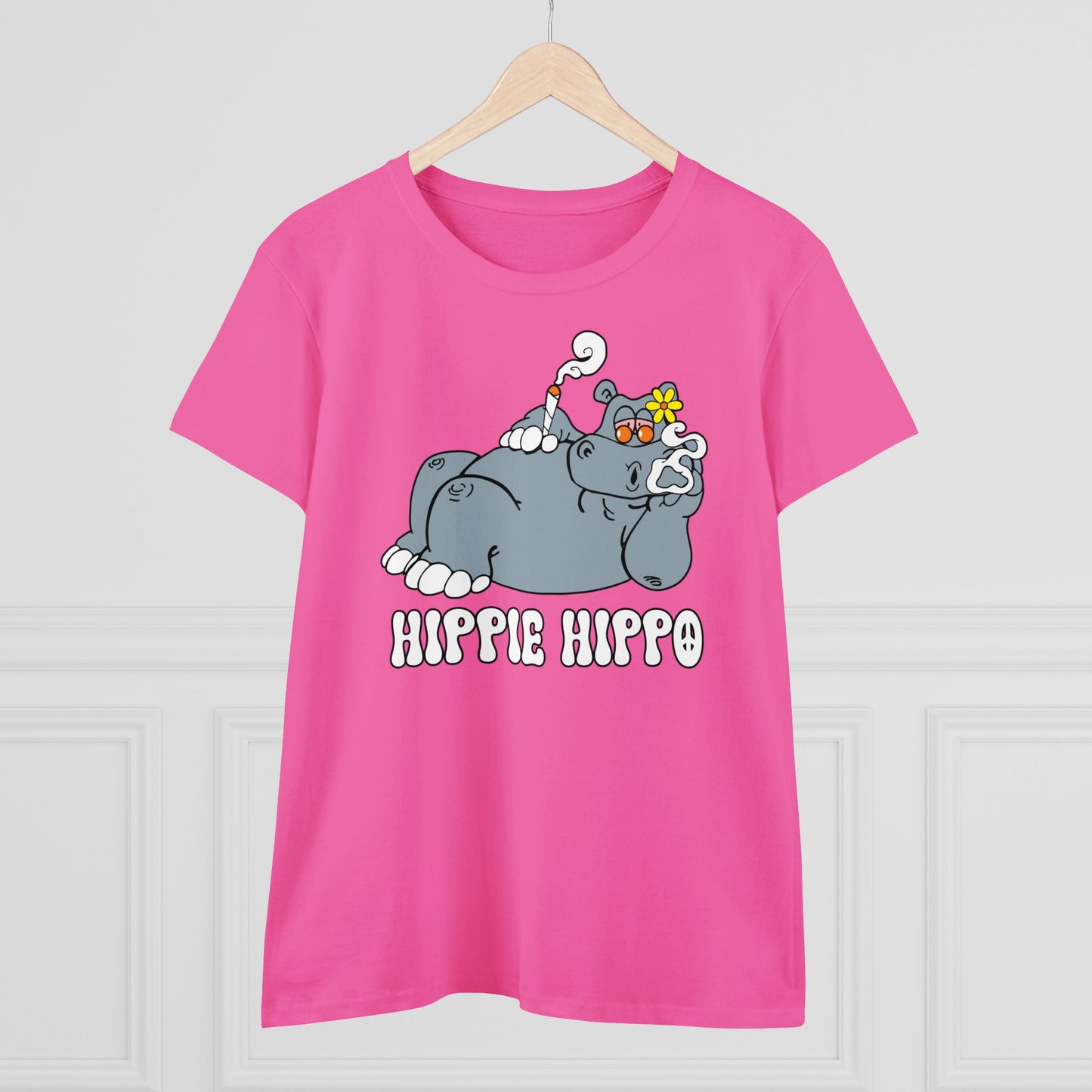 Damen T-Shirt Hippie Hippo