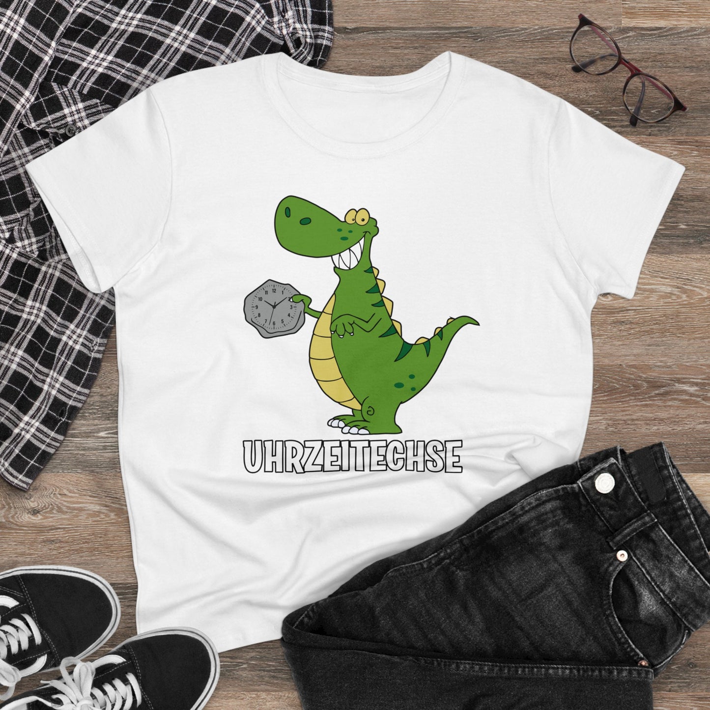 Damen T-Shirt Uhrzeitechse