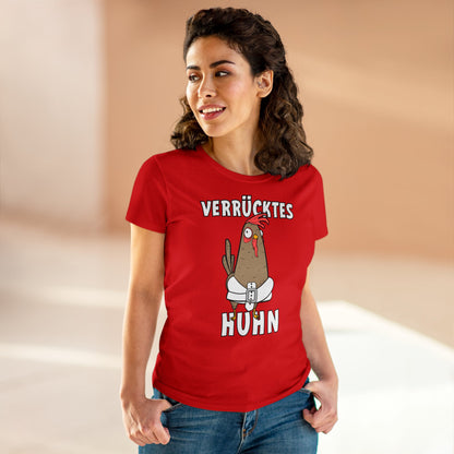 Damen T-Shirt Verrücktes Huhn